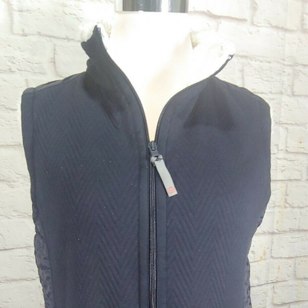 Talbots Sherpa Lined Full Zip Navy Blue Vest Med